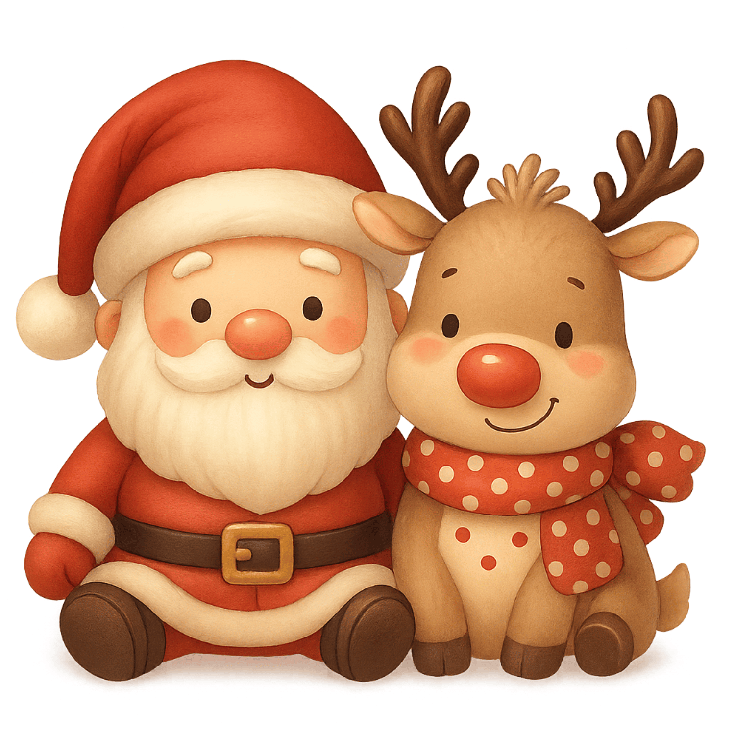 Free Cute Santa & Reindeer Clipart (PNG, 300 DPI, Transparent)