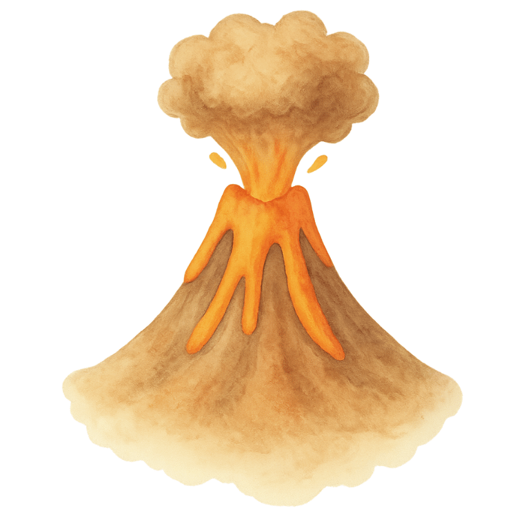 Free Watercolor Volcano Clipart