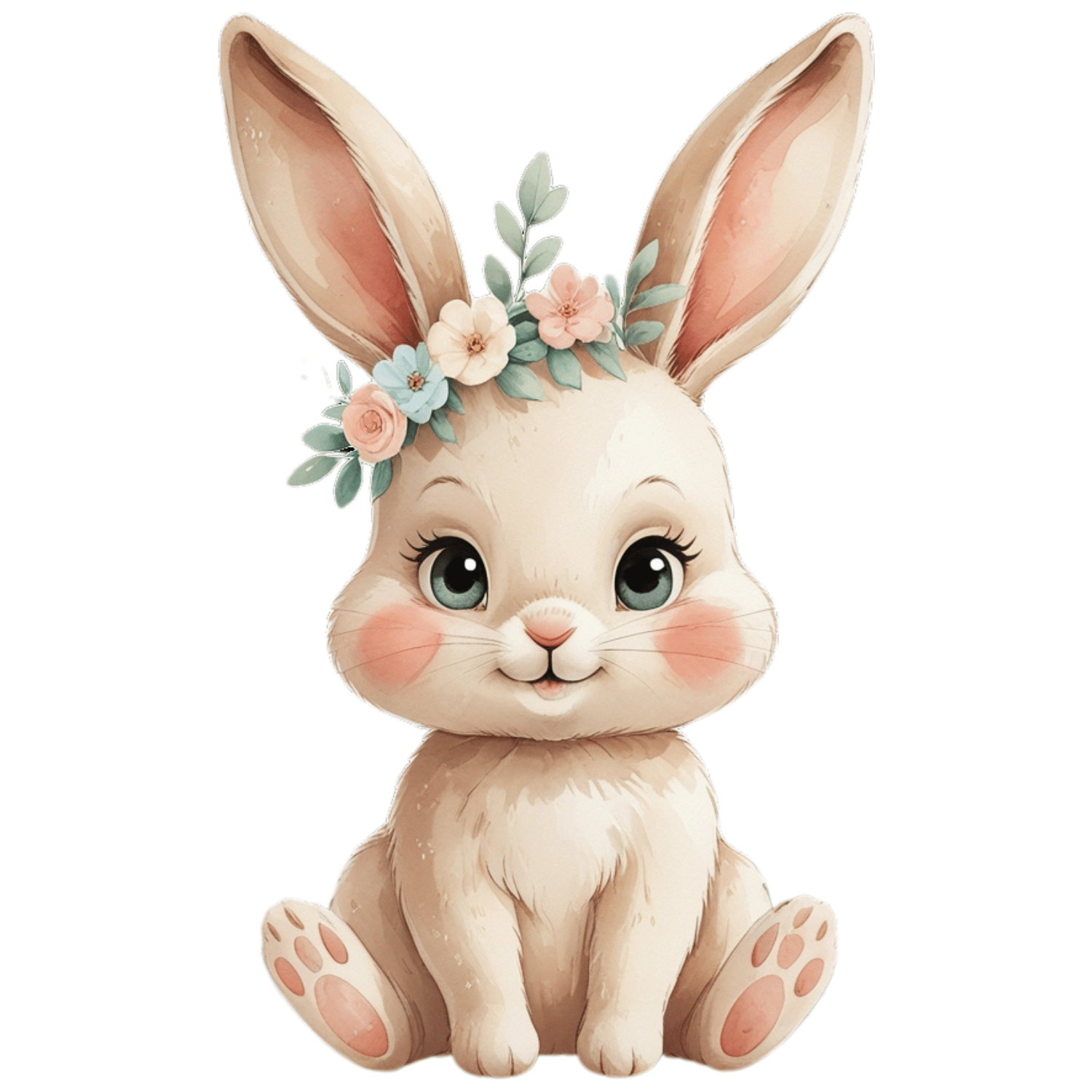 FREE Floral Headband Bunny Clipart