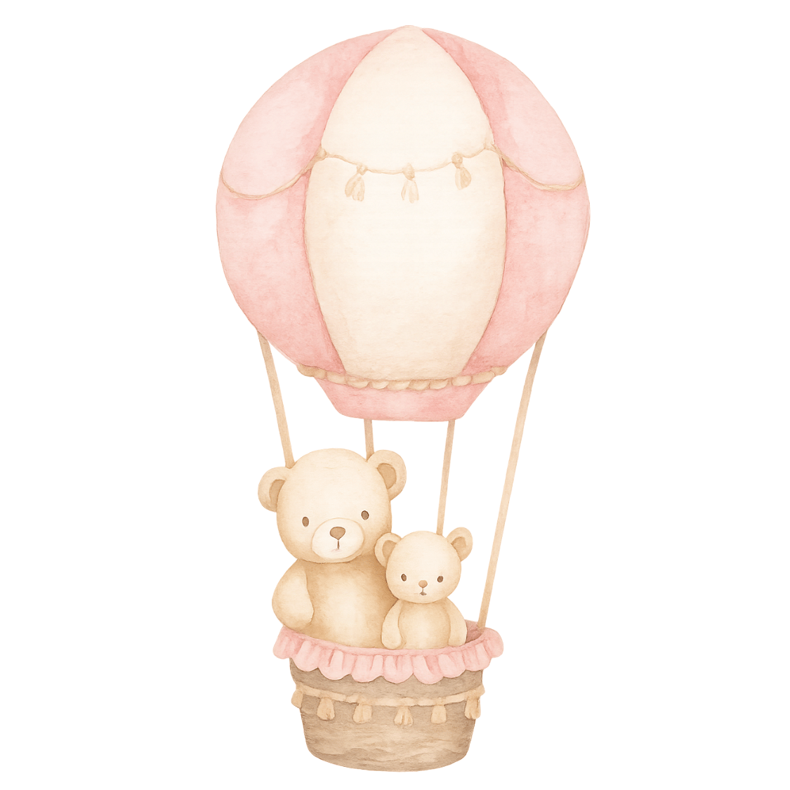 Free Hot Air Balloon with Teddy Bears Clipart – Blush Watercolor