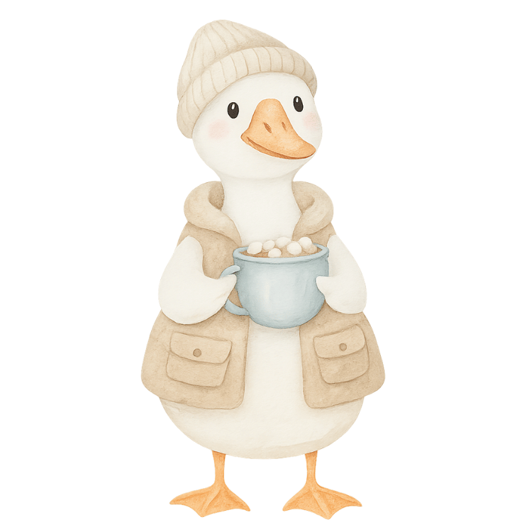 Free Cute Winter Goose with Hot Cocoa Clipart