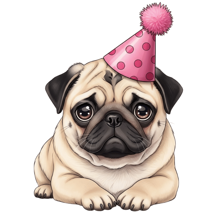 Free Cute Pug Birthday Clipart