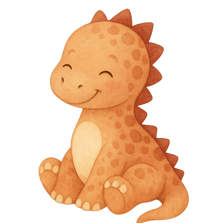 Free Cute Orange Watercolor Baby Dinosaur Clipart