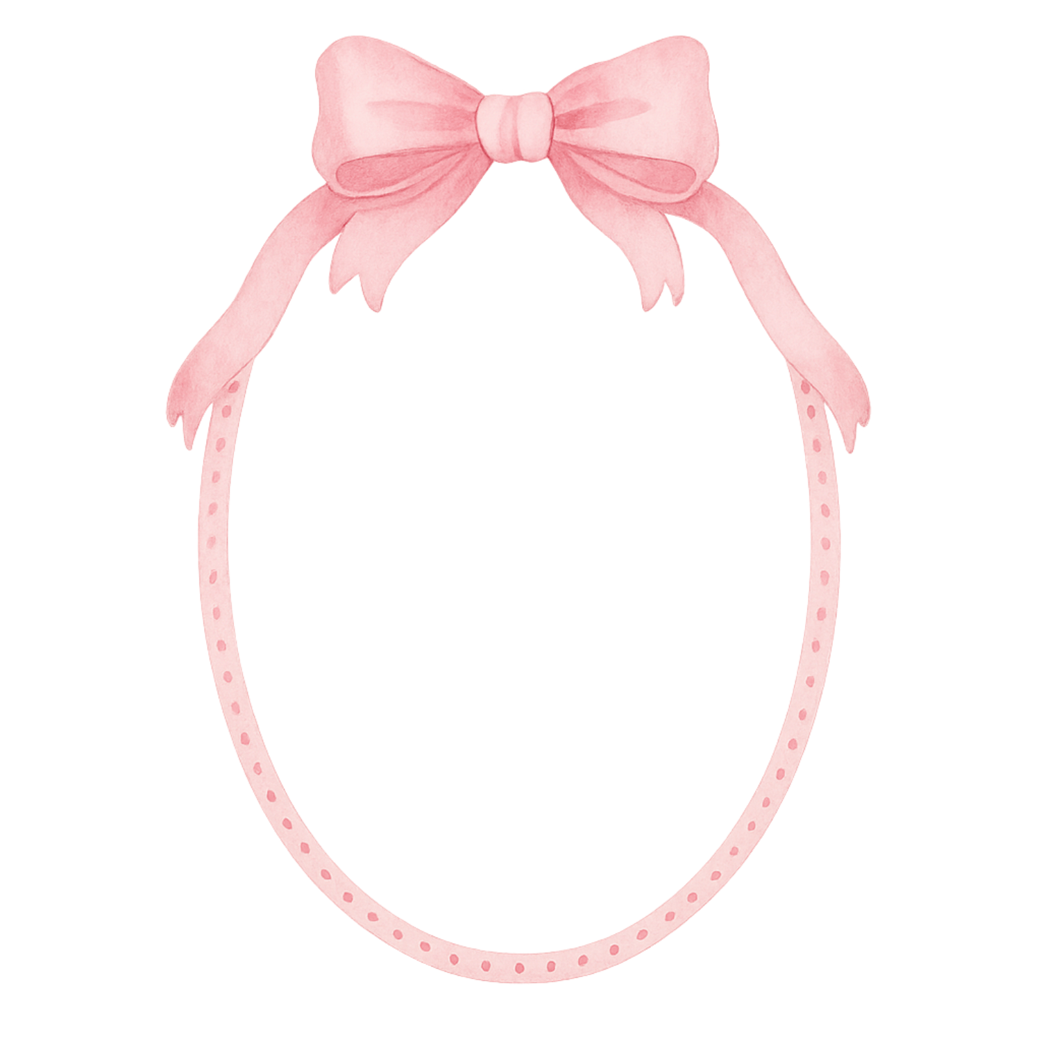 Soft Blush Dotted Oval Bow Frame Clipart (PNG, 300 DPI)
