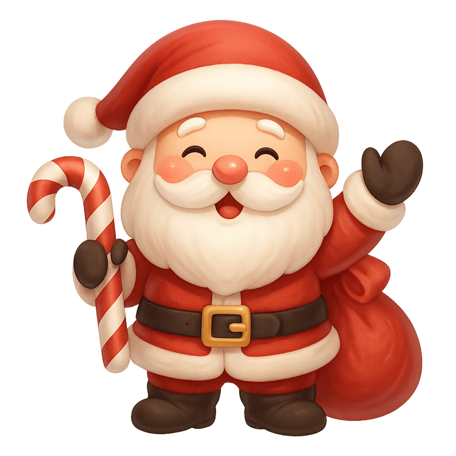 Free Cute Santa with Candy Cane Clipart (PNG, 300 DPI)