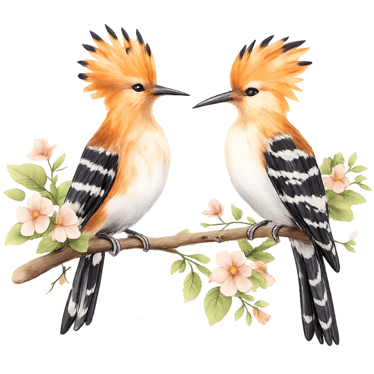 Free Watercolor Crested Love Birds Clipart