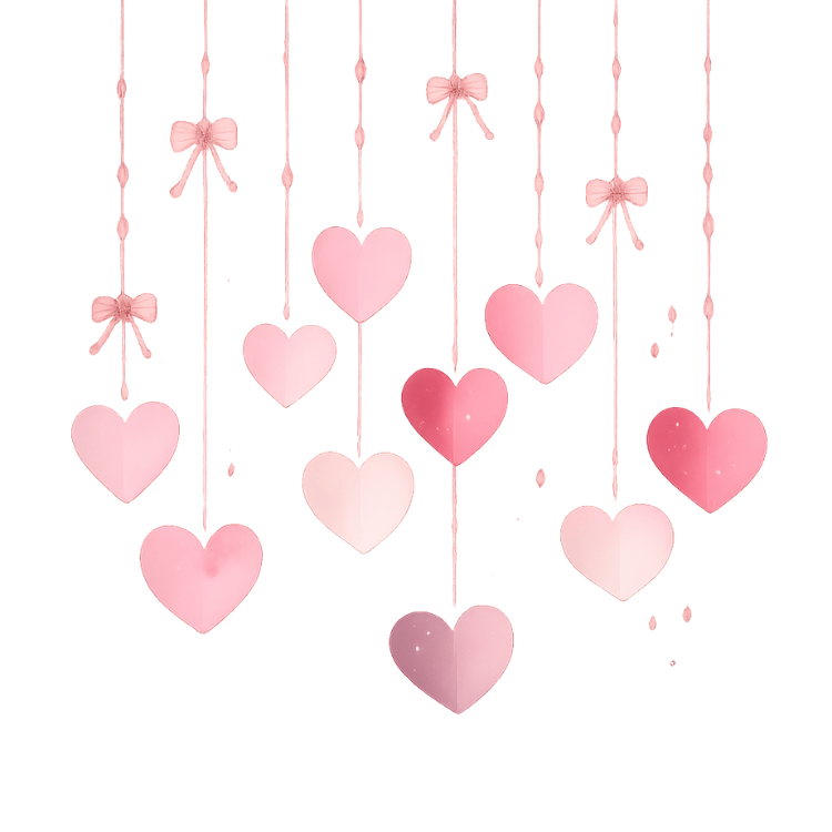 Free Pink Hanging Hearts & Bows Clipart
