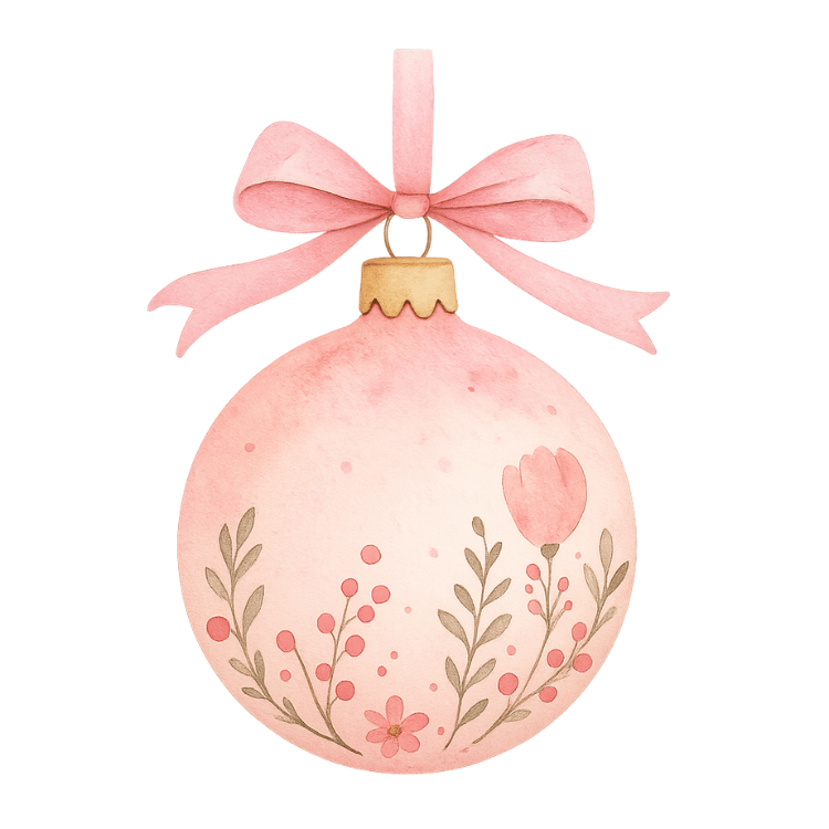 Free Pink Christmas Ornament Watercolor Clipart