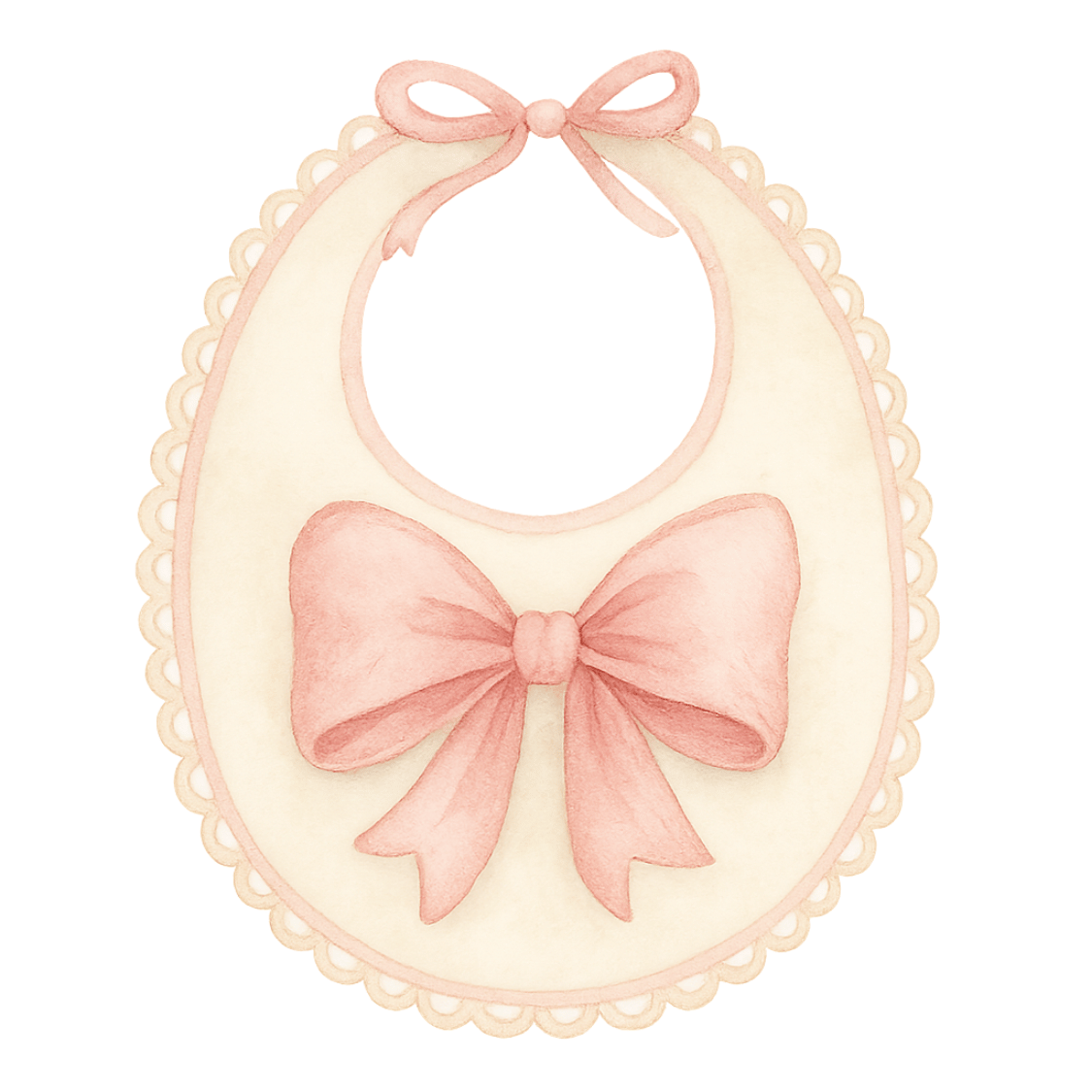 Free Baby Bib Clipart – Pink Bow Watercolor