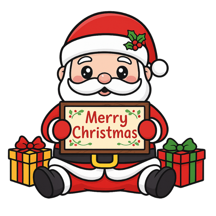 Free Cute Santa Merry Christmas Sign Clipart
