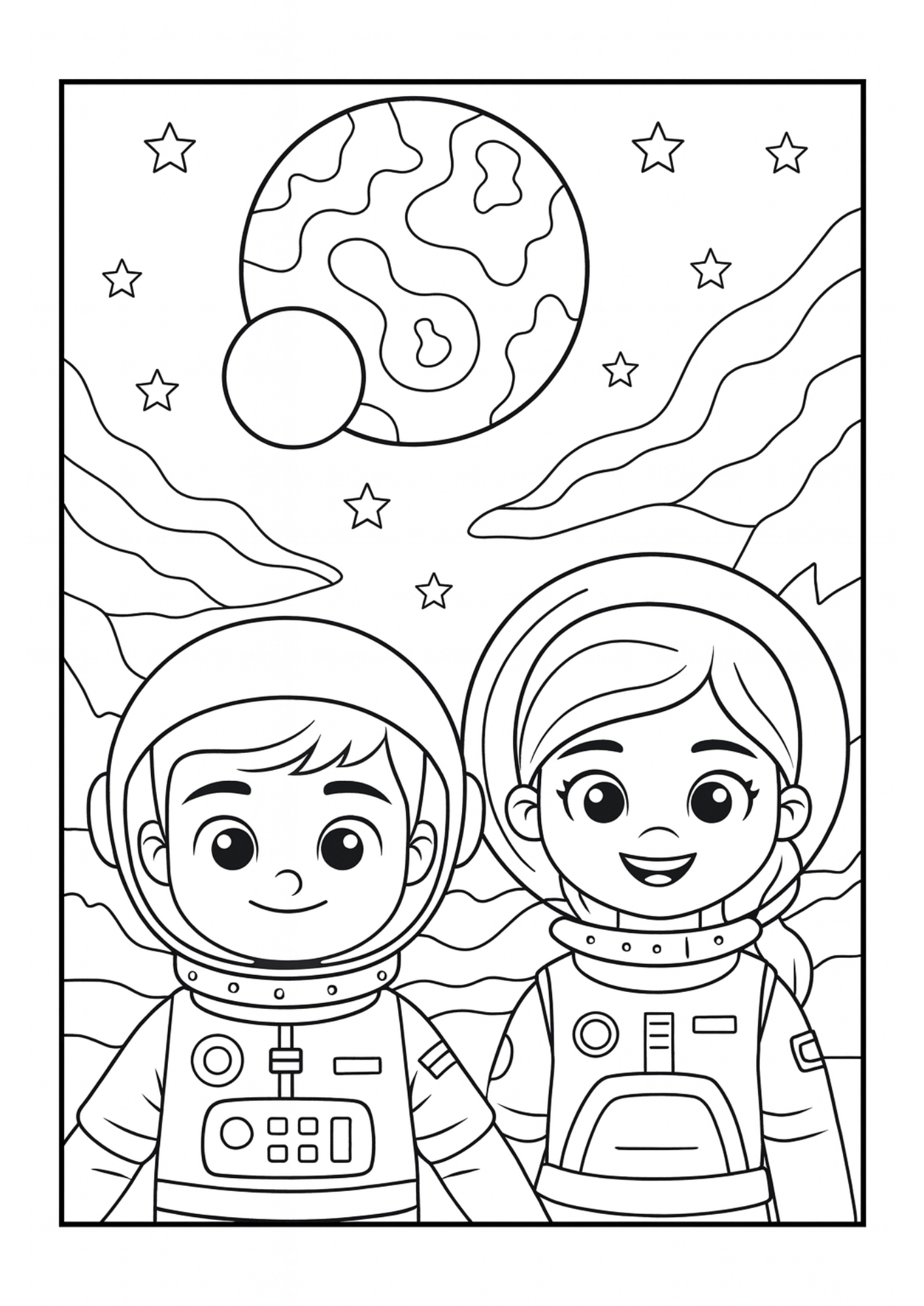 Free Cute Astronaut Coloring Pages Set (PDF)