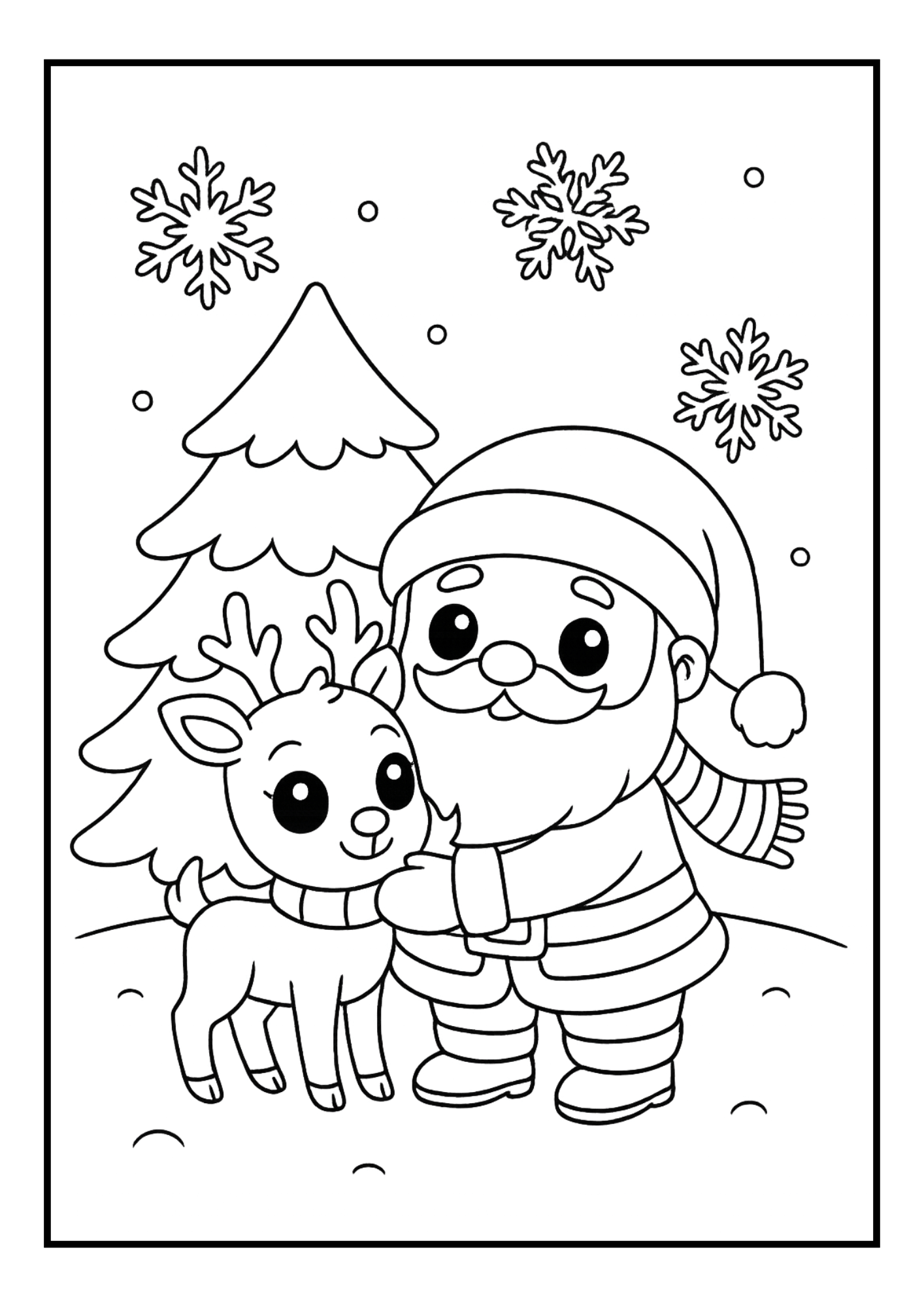Free Santa Christmas Coloring Pages Set (PDF, 300 DPI)