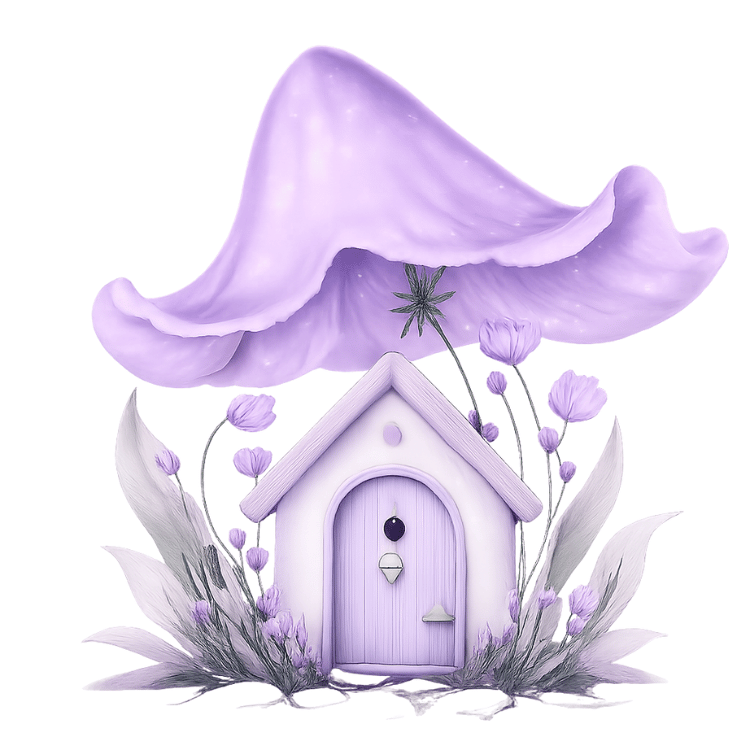 Free Lavender Mushroom Fairy House Clipart