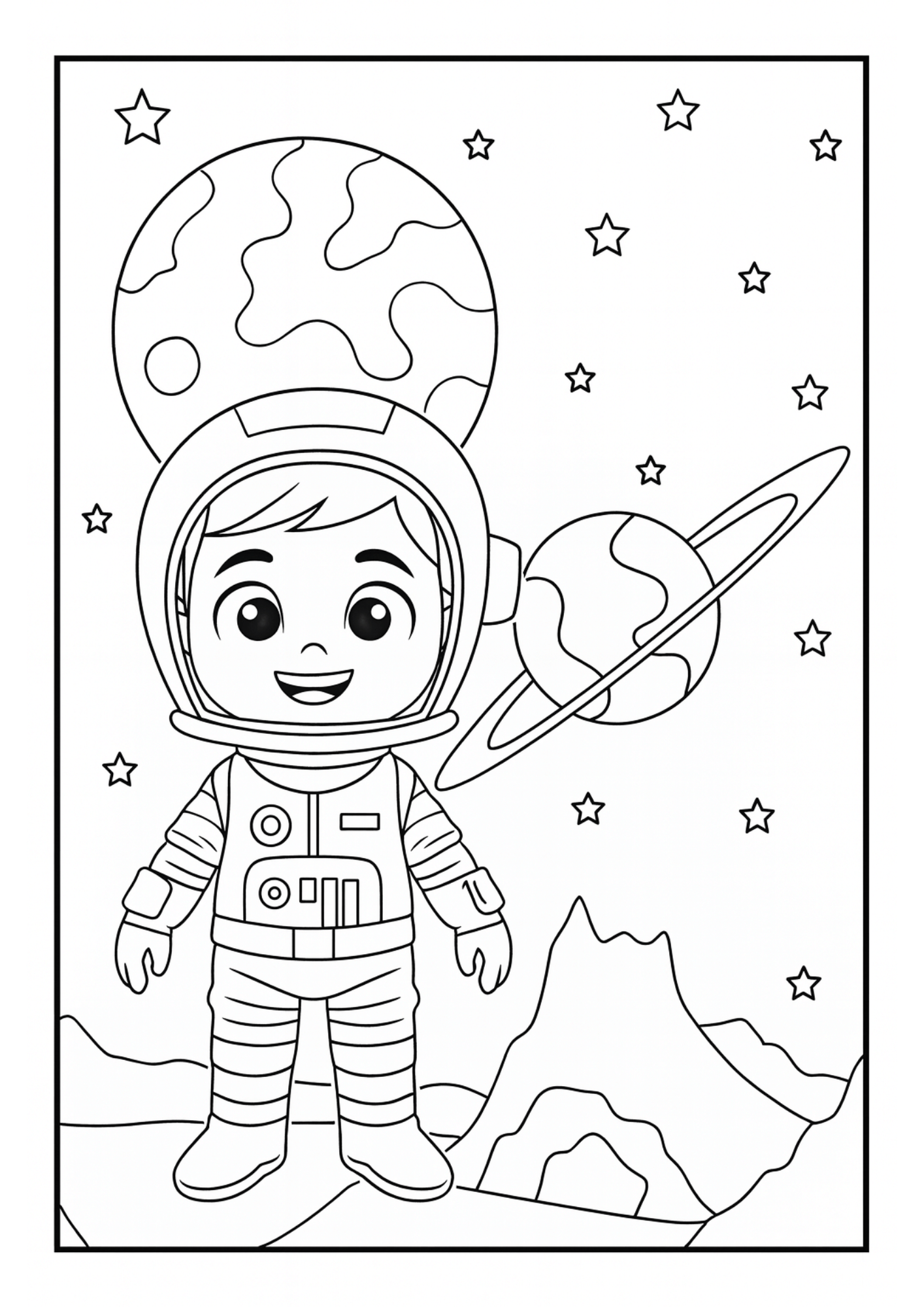 Free Cute Astronaut Coloring Pages Set (PDF)