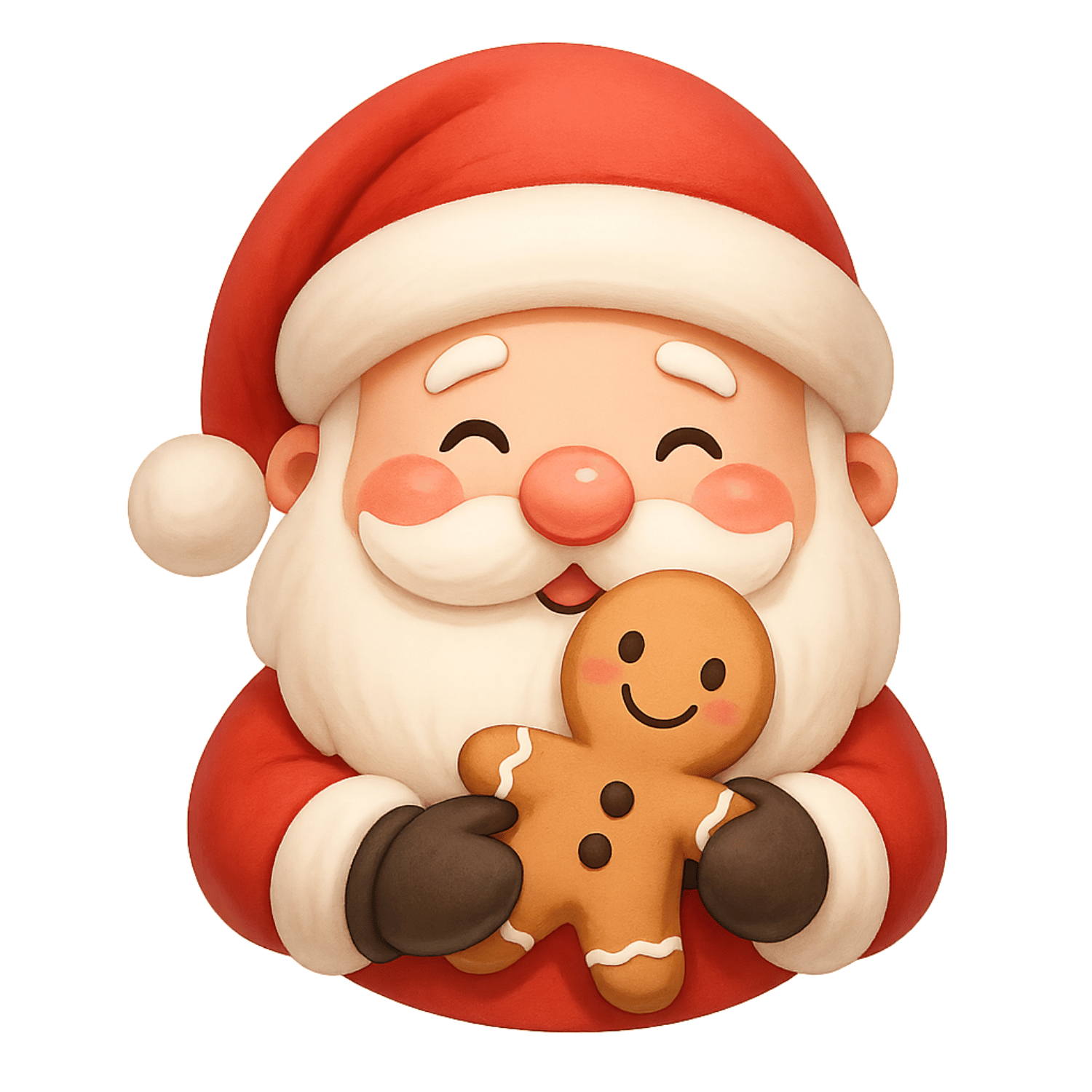 Free Cute Santa Holding Gingerbread Cookie Clipart (PNG, 300 DPI)