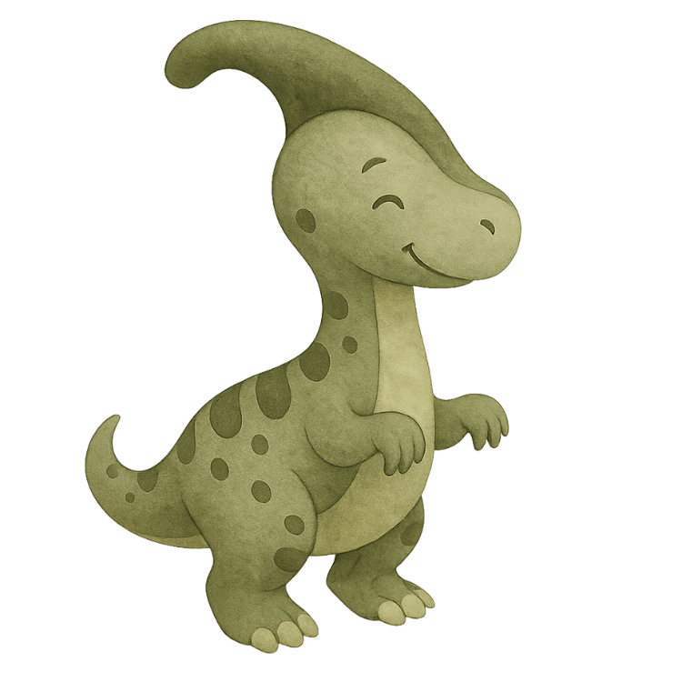 Free Cute Parasaurolophus Watercolor Dinosaur Clipart