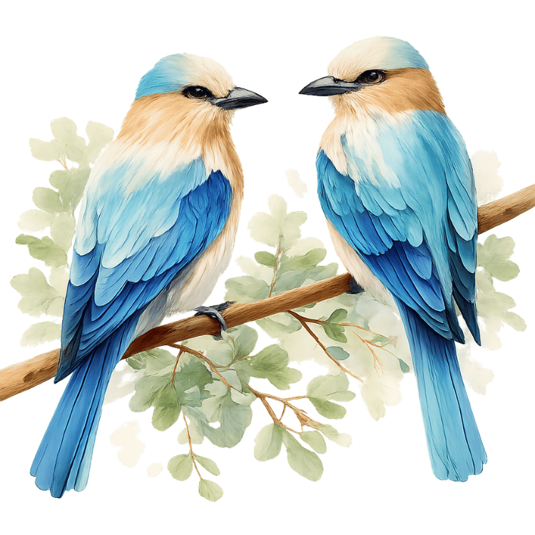 Free Watercolor Blue Love Birds Clipart