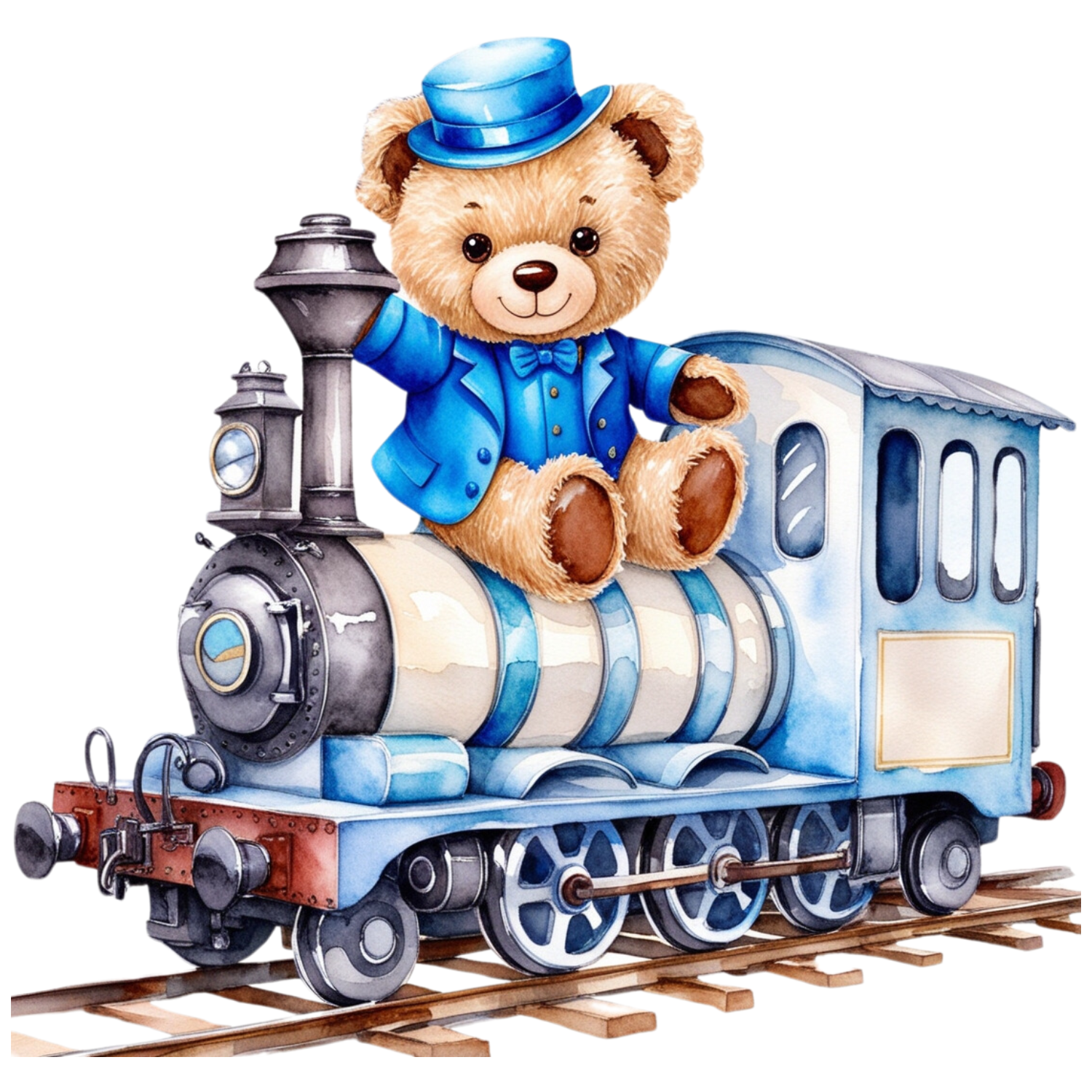 Bear Riding a Blue Train