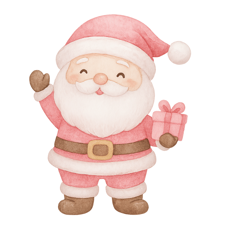 Free Pink Santa Watercolor Clipart