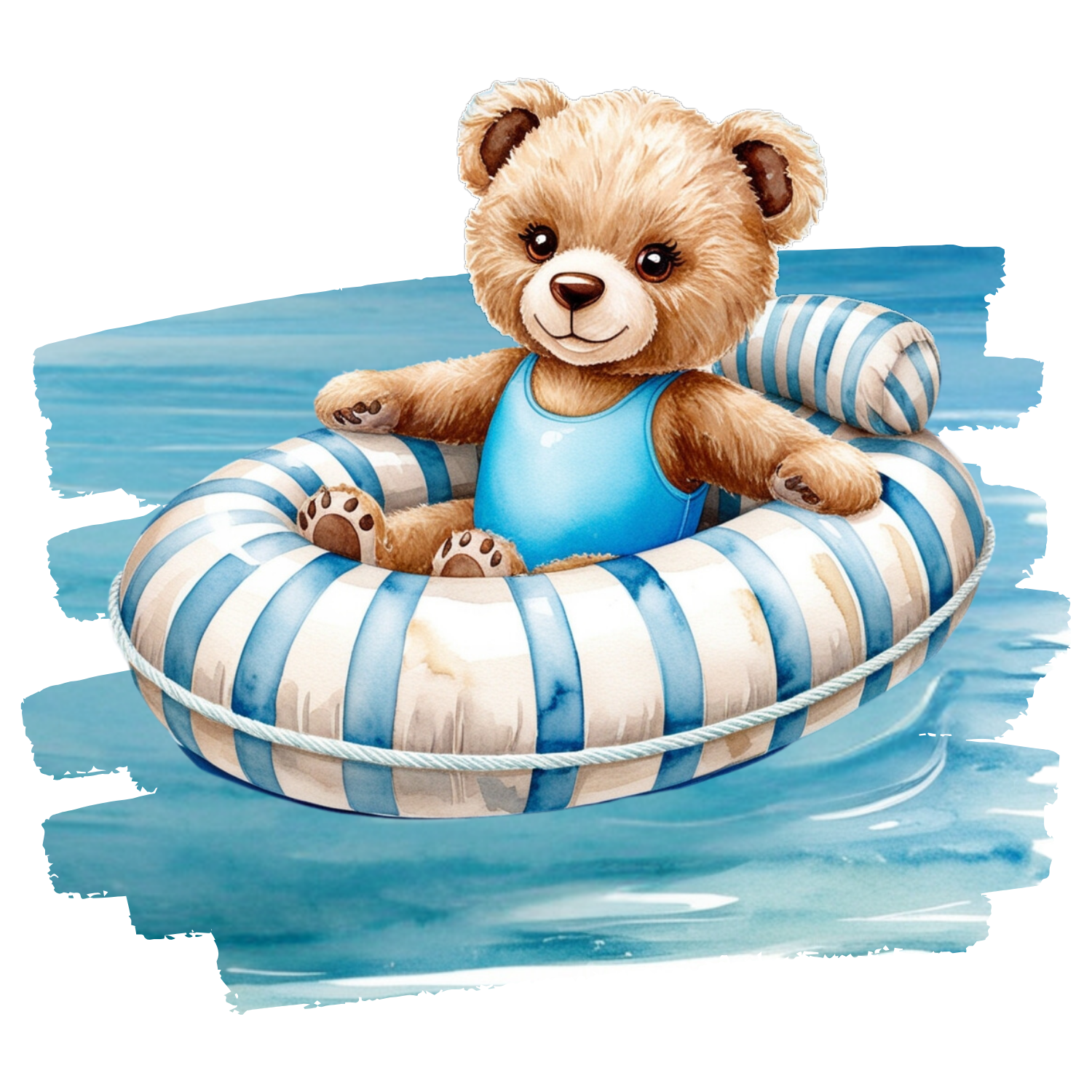 Free Teddy Bear on Pool Float Clipart (PNG) – Dapper Bear