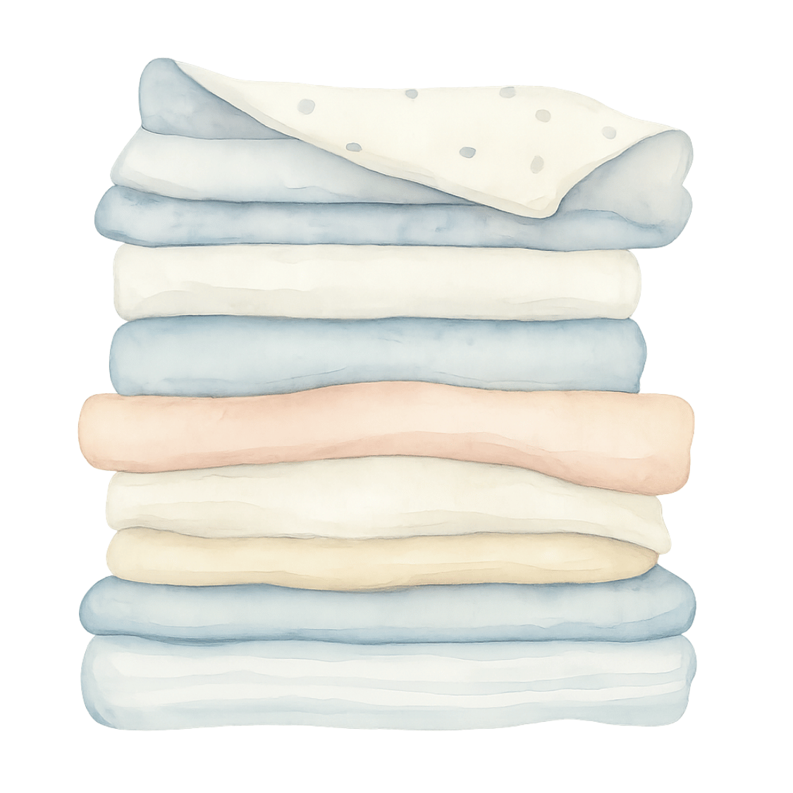Free Watercolor Baby Blankets Clipart – Folded Blue & Neutral Stack