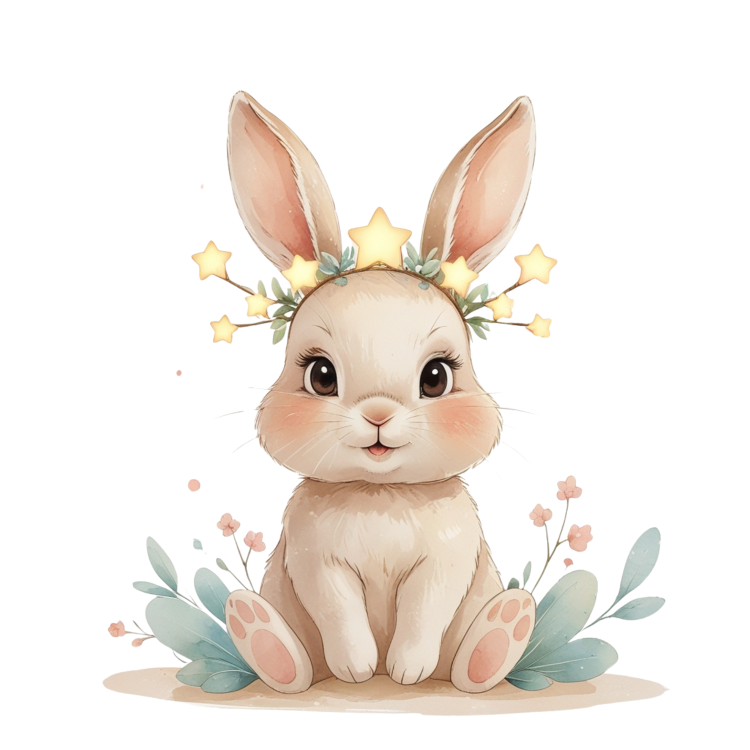 Watercolor Bunny with Star Headband