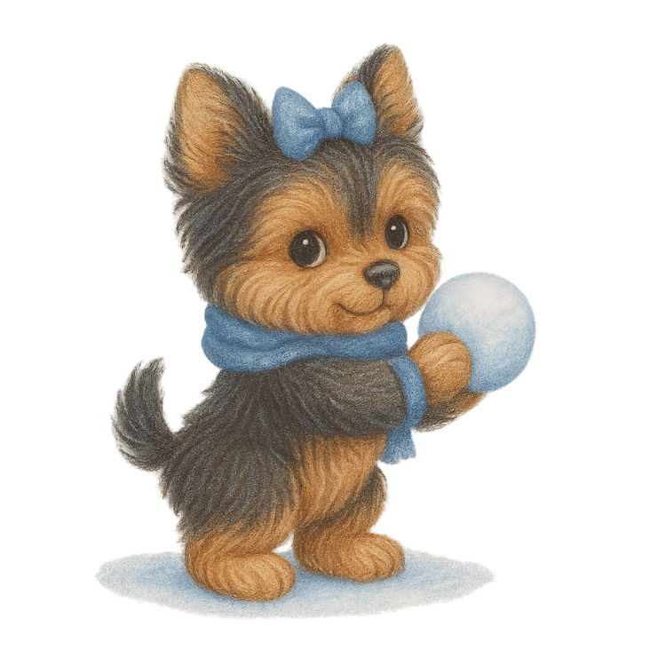Free Cute Winter Puppy with Snowball Clipart