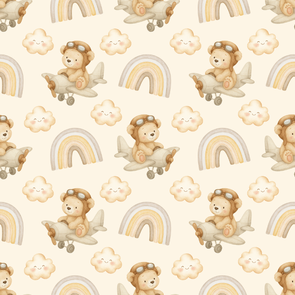 Free Teddy Bear Airplane Seamless Pattern