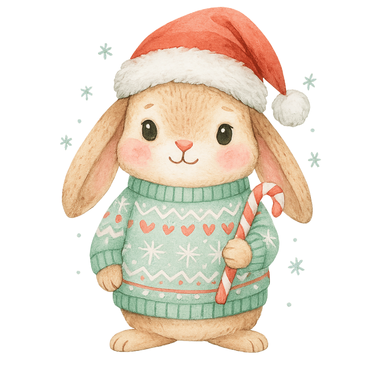 Free Watercolor Christmas Bunny Clipart (PNG, 300 DPI)
