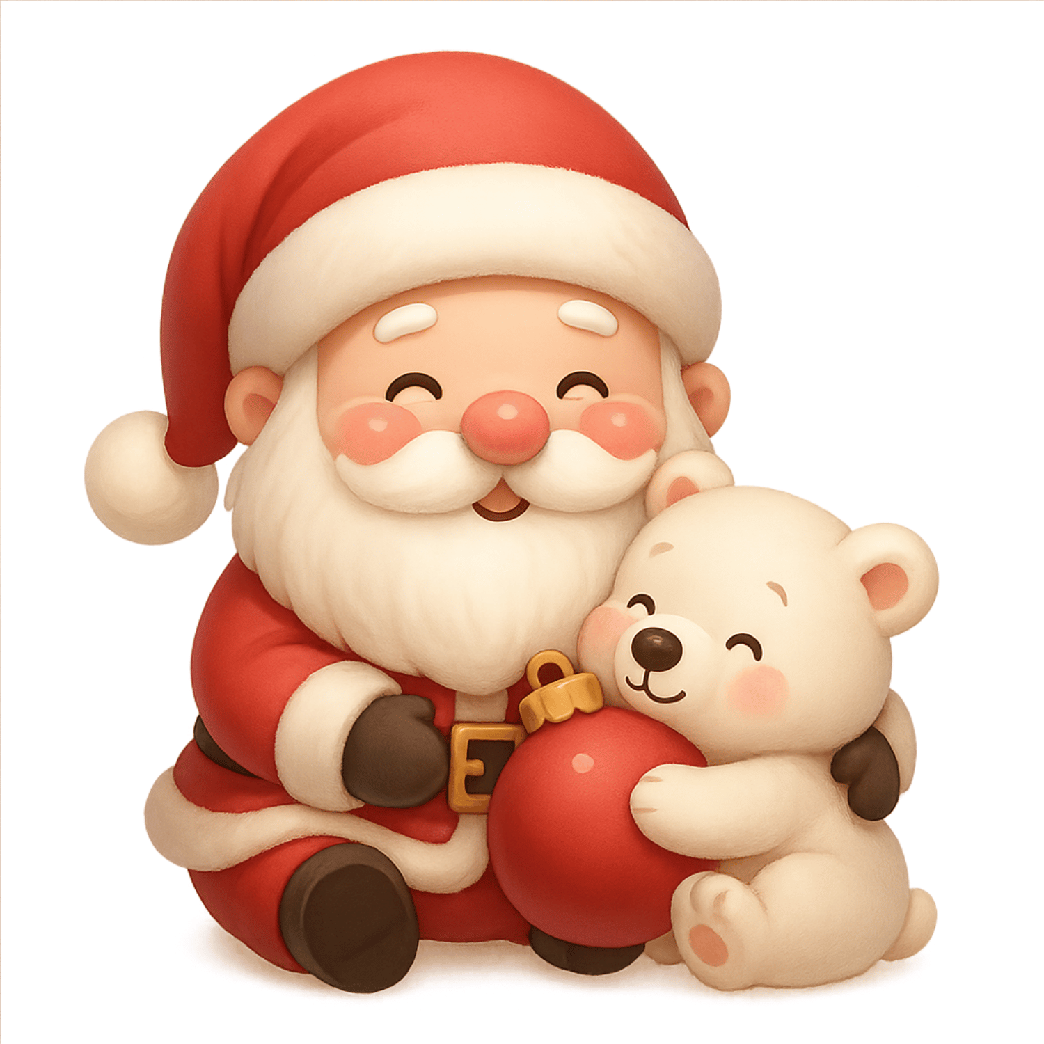 Free Cute Santa with Polar Bear Clipart (PNG, 300 DPI)