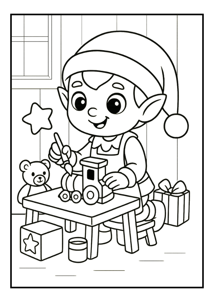 Free Christmas Elf Coloring Pages Set