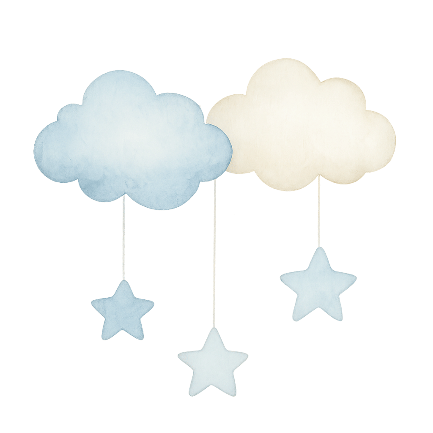Free Watercolor Clouds & Stars Baby Clipart
