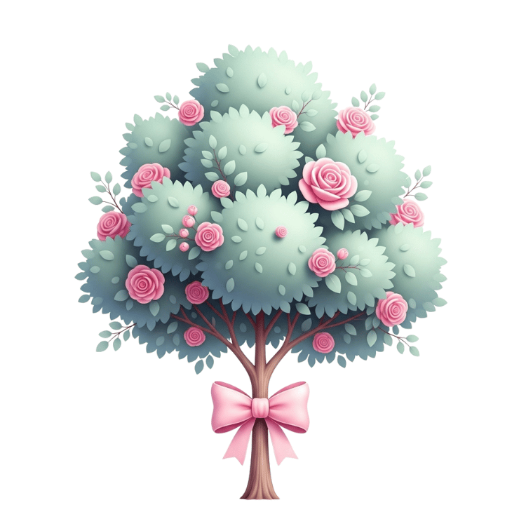 Free Cute Rose Topiary Tree Clipart