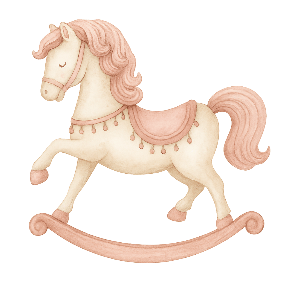 Free Rocking Horse Clipart – Pink Watercolor Nursery Toy