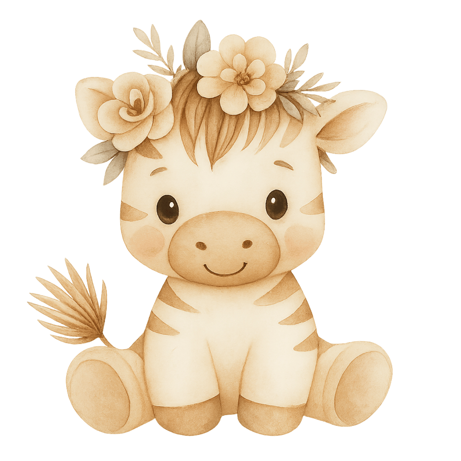 Free Baby Zebra with Flower Crown Clipart
