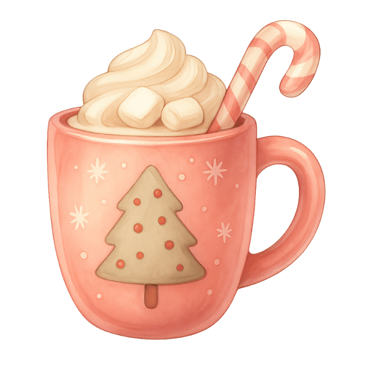 Free Pink Christmas Mug Watercolor Clipart