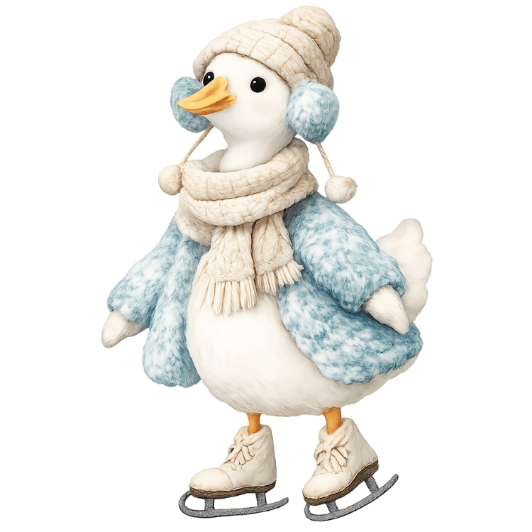 Free Cute Winter Goose on Ice Skates Clipart