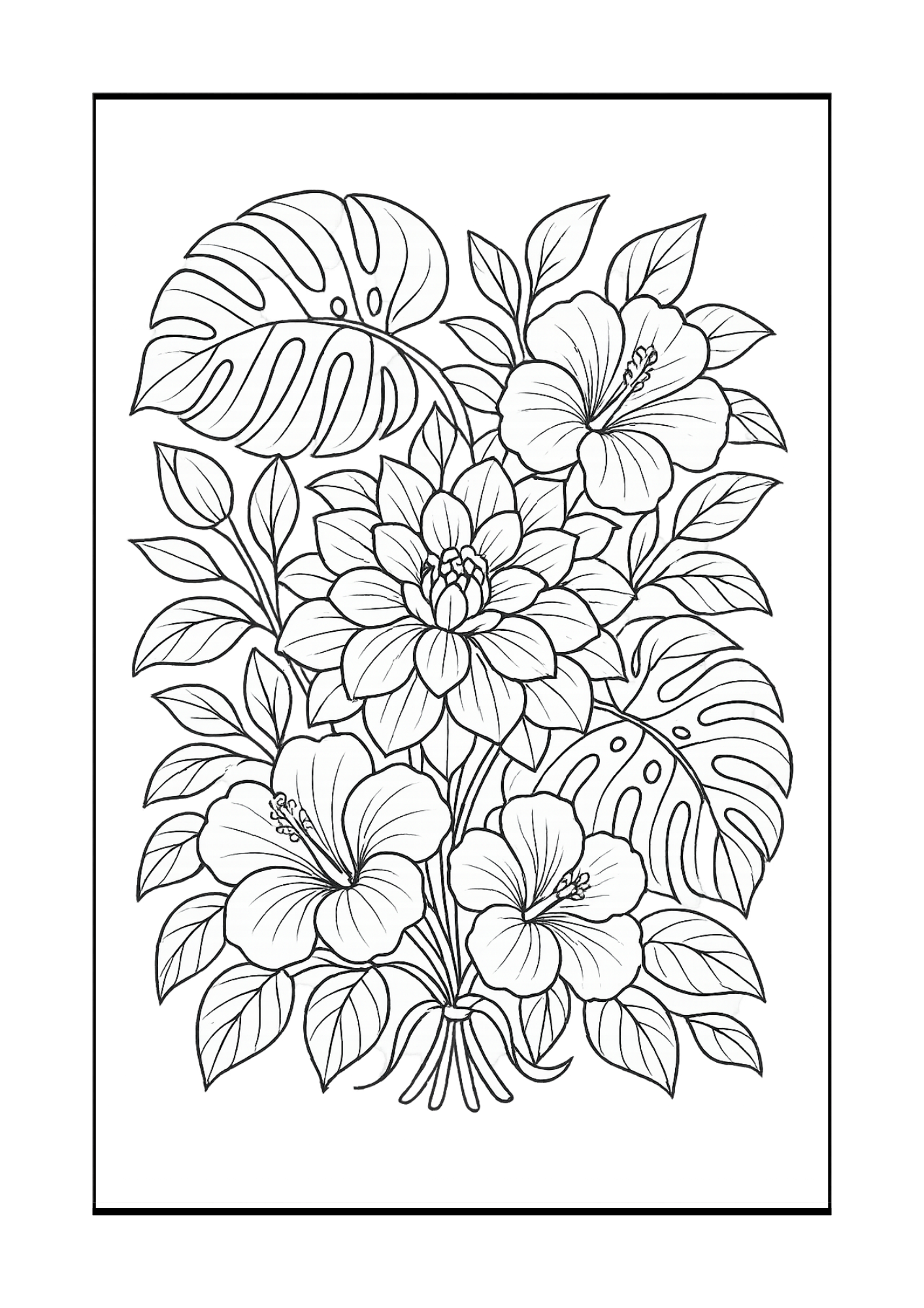 Free Elegant Flower Coloring Pages Set (PDF, 300 DPI)