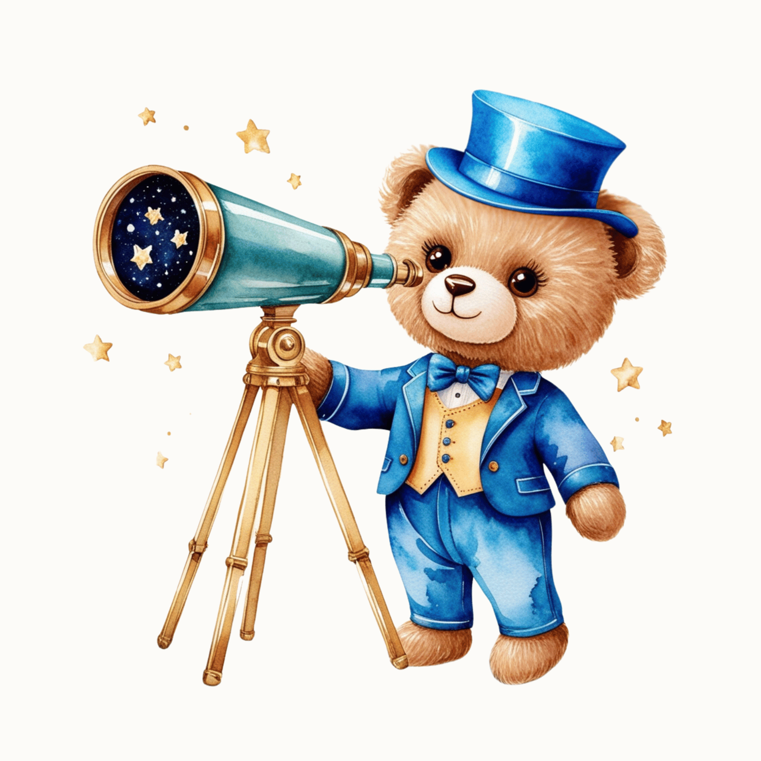 Free Teddy Bear with Telescope Clipart (PNG) 