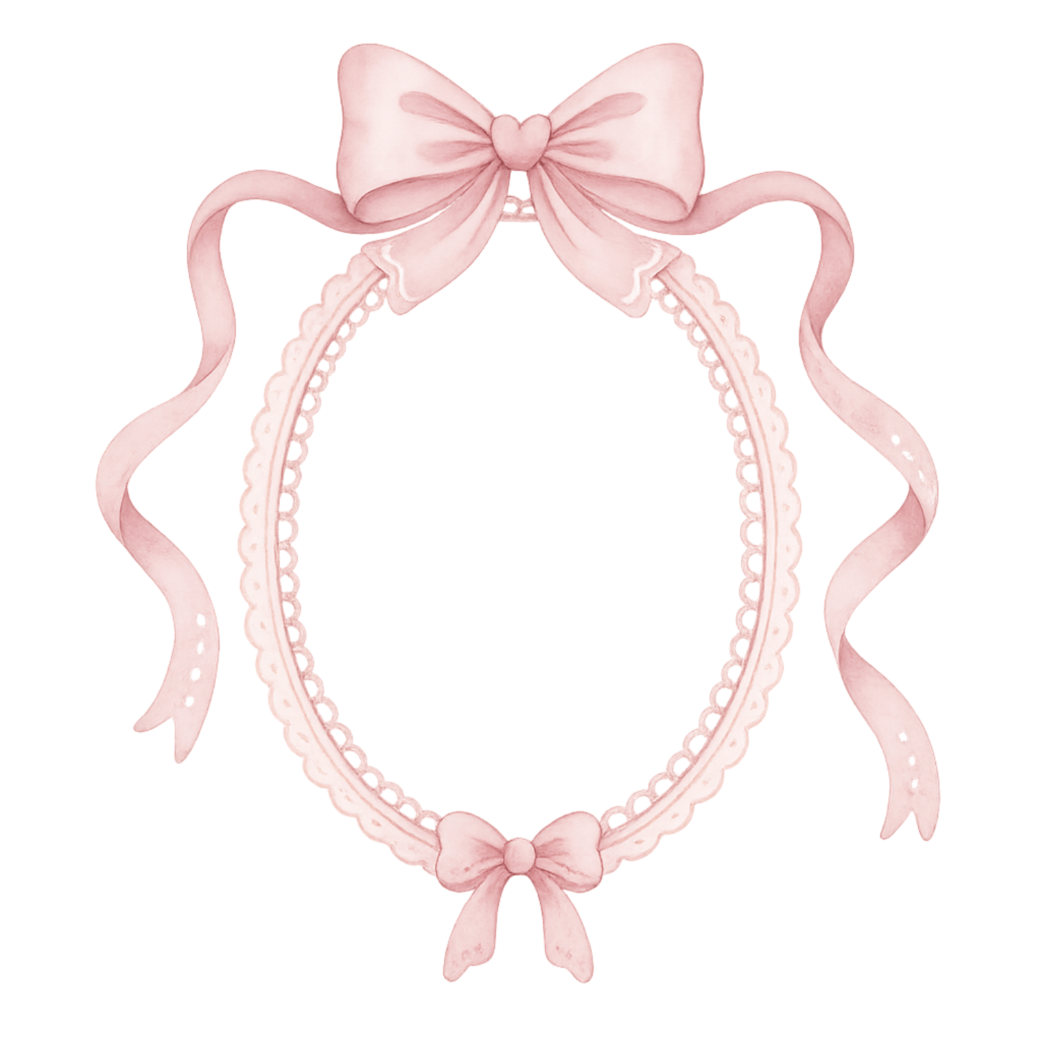 Soft Blush Ribbon Oval Frame Clipart (PNG, 300 DPI)