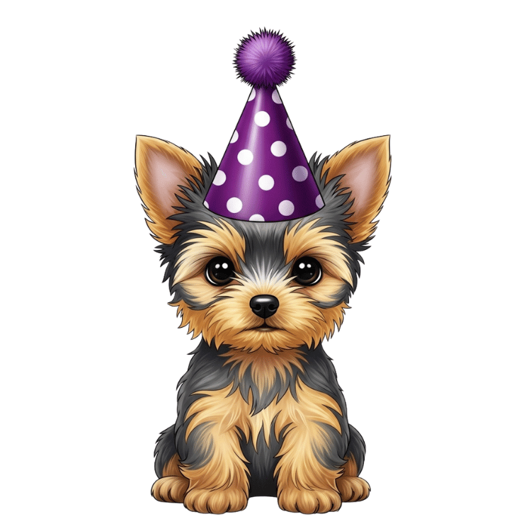 Free Cute Yorkie Birthday Clipart