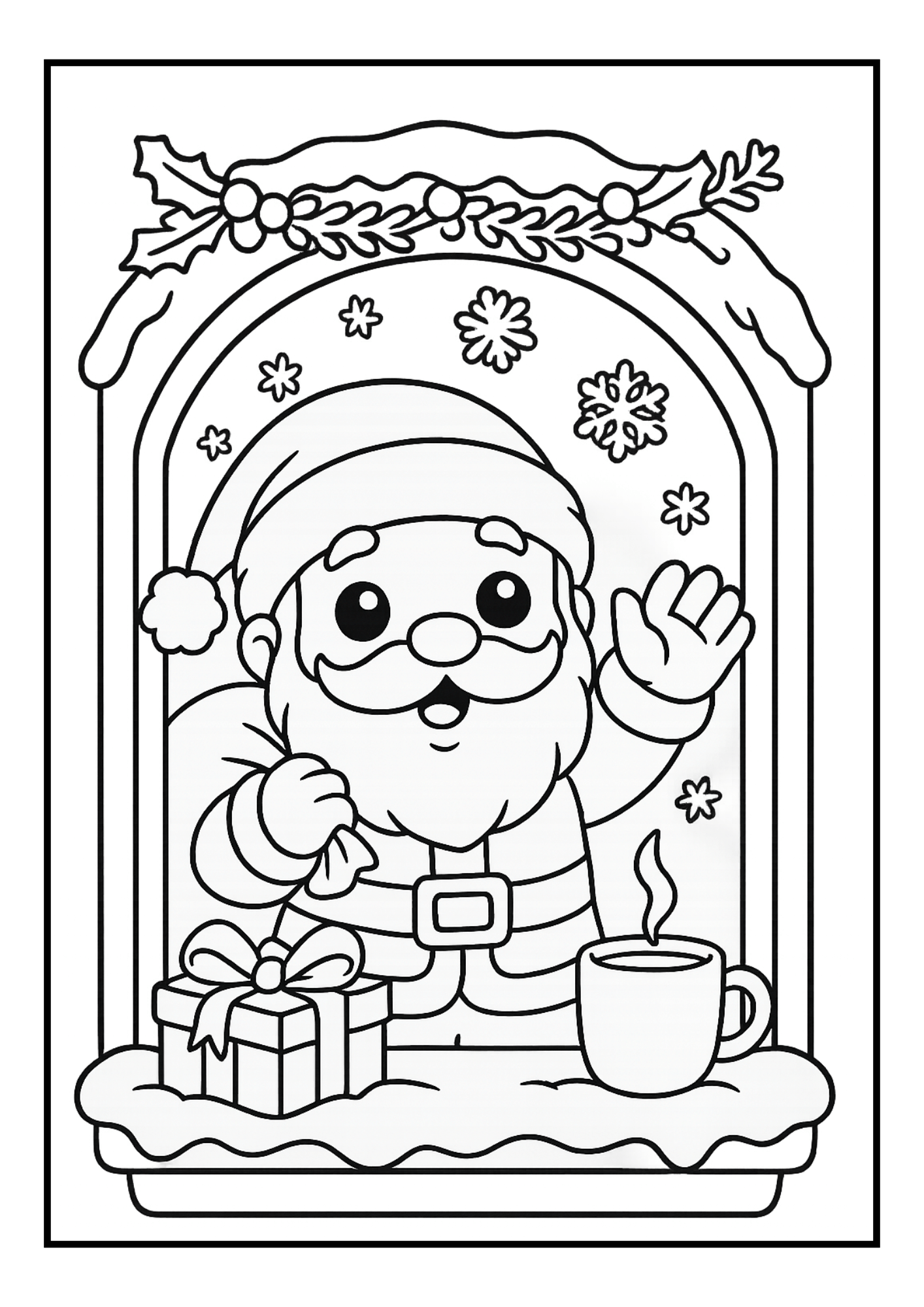 Free Santa Christmas Coloring Pages Set (PDF, 300 DPI)