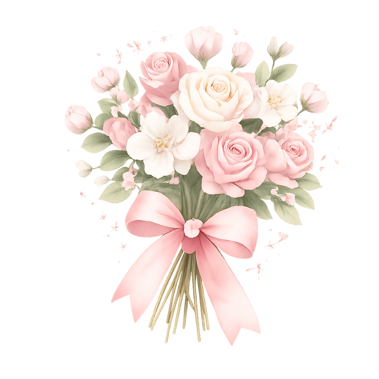 Free Pink Rose Bouquet Clipart with Bow