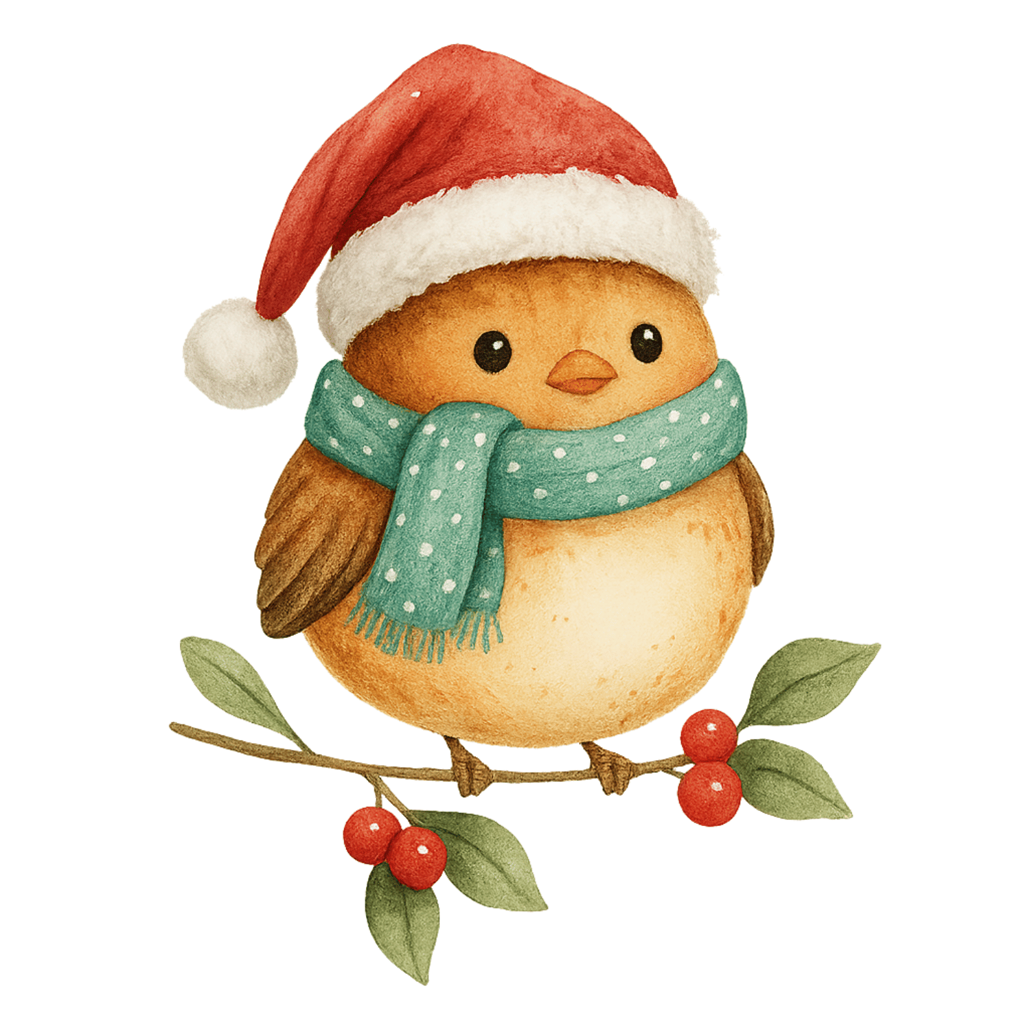 Free Watercolor Christmas Robin Clipart