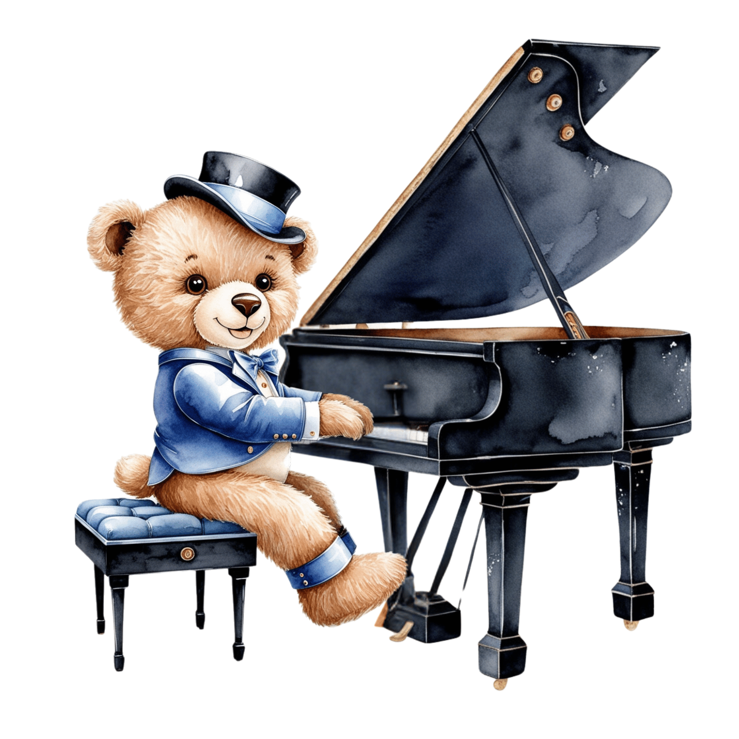 Free Teddy Bear at Grand Piano Clipart (PNG)
