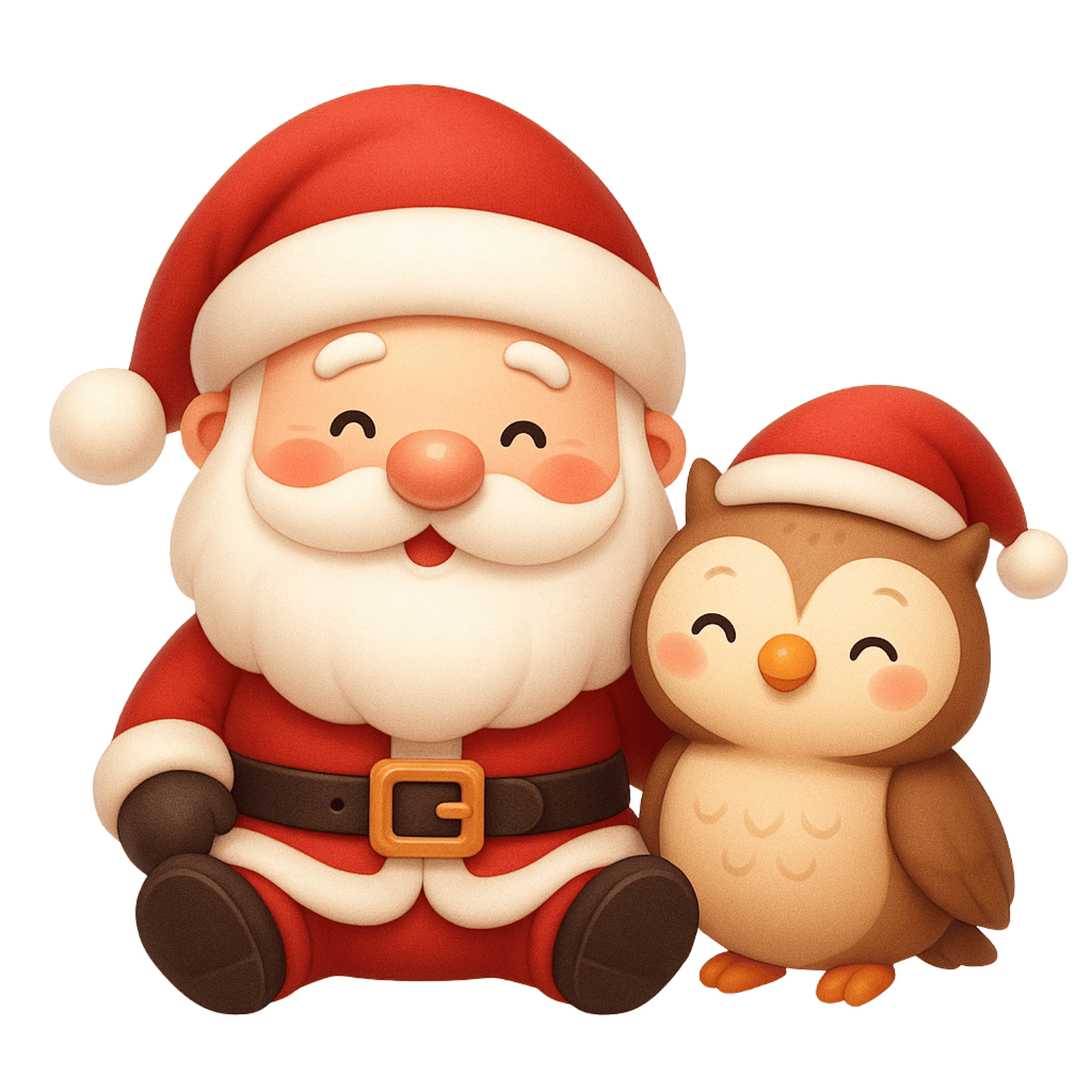 Free Cute Santa with Owl Clipart (PNG, 300 DPI)