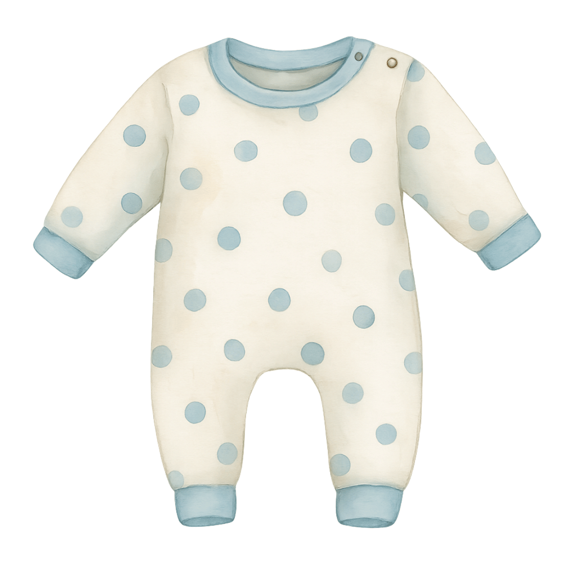 Free Watercolor Baby Romper Clipart – Blue Polka Dots