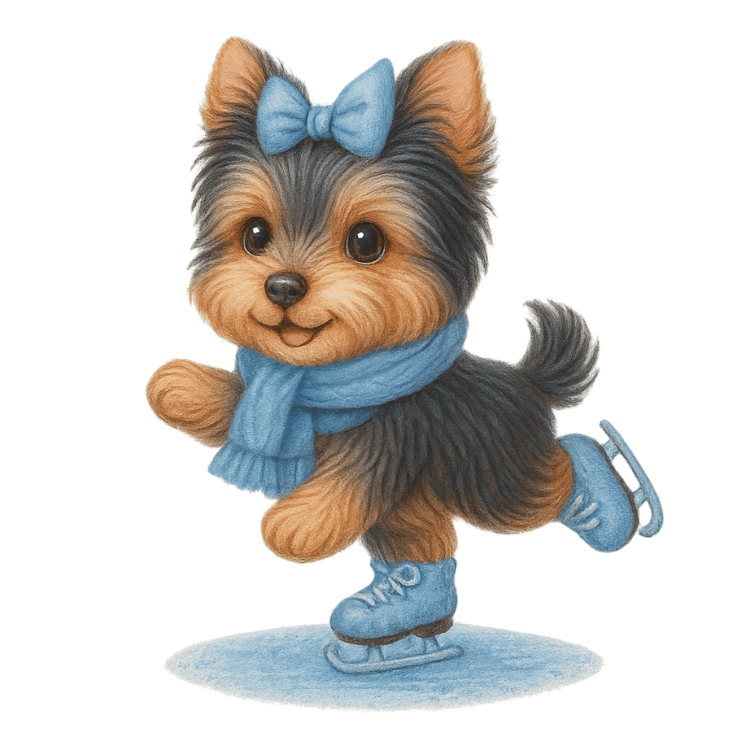 Free Cute Winter Puppy Ice Skating Clipart