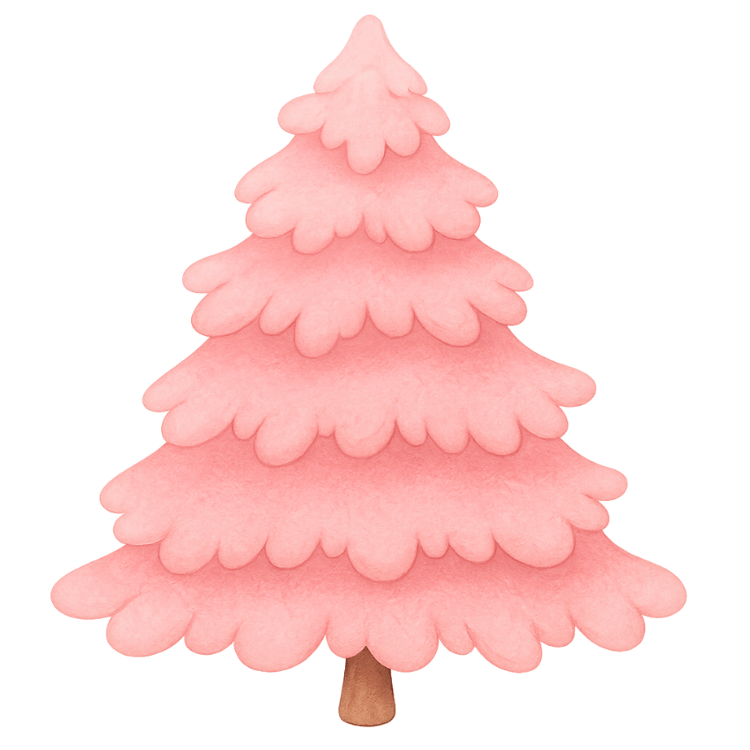 Free Pink Christmas Tree Watercolor Clipart