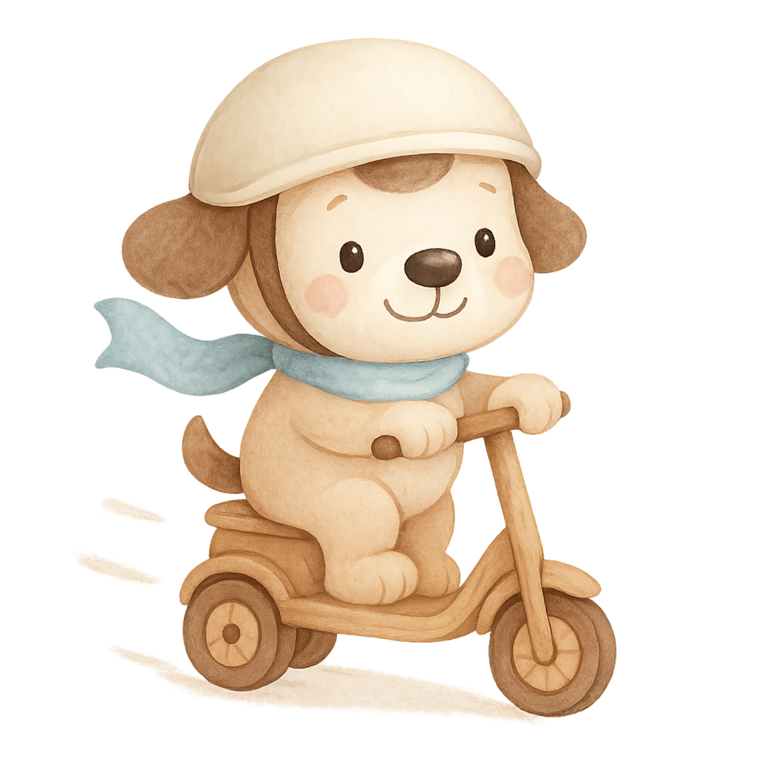 Free Cute Puppy on Scooter Clipart (PNG, 300 DPI)